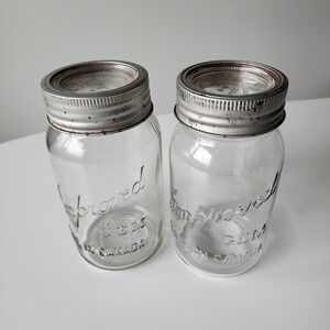 Improved Gem Mason Jar Set 2 Clear Glass Canning Kitchen Storage Farmhouse VTG